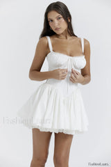 Pietra White Stylish Corset Mini Dress