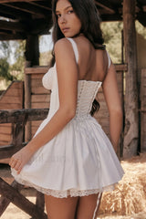 Pietra White Stylish Corset Mini Dress