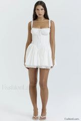 Pietra White Stylish Corset Mini Dress