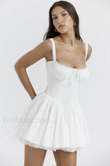 Pietra White Stylish Corset Mini Dress XS / White