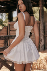 Pietra White Stylish Corset Mini Dress