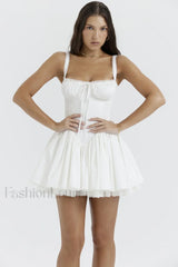 Pietra White Stylish Corset Mini Dress