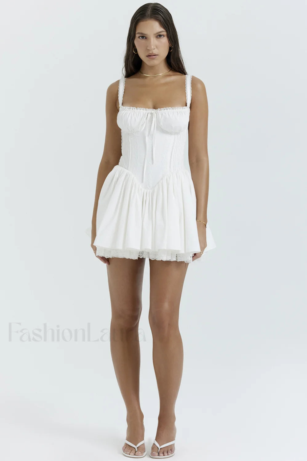 Pietra White Stylish Corset Mini Dress
