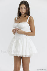 Pietra White Stylish Corset Mini Dress