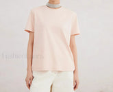Pima Cotton Crew Neck Women’s T Shirt Light pink / S