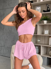 Pink Crop Backless Shorts Two Piece Set