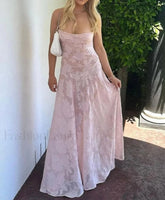 Pink Embroidered Maxi Floral Dress Pink / S