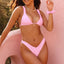 Pink Low Waist Solid Bikini Set pink / S