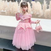 Pink Party Kid Elegant Spring Princess Sleeping Beauty Birthday Autumn Cosplay Aurora Costume