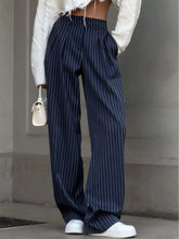 Pinstripe Pleated Wide Leg Pants Navy / XS Pants