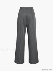 Pinstripe Pleated Wide Trendy Leg Dress Pants Pants