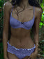 Plaid Bow Pleated Bikini Set BLUE / S