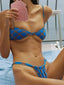 Plaid Low Waist Bikini Set Blue / S