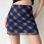 Plaid Mesh Bodycon Harajuku Skirt BLUE / S