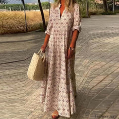 Pleated Floral Maxi Boho Dress