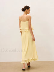 Pleated Layered Ruffle Skirt Set Skirt Sets