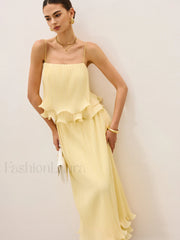 Pleated Layered Ruffle Skirt Set Skirt Sets
