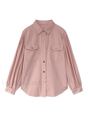 Pleated Long Sleeve Blouse Shirts