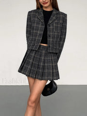 Pleated Tweed Graceful Mini Skirt Grey / XS Skirts