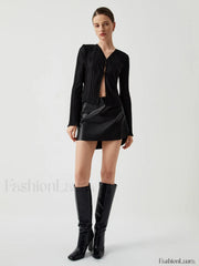 Pleated V neck Ruffle Trendy Long Sleeve Blouse Blouses