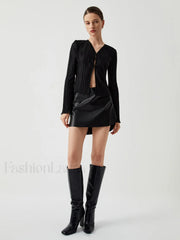Pleated V neck Ruffle Trendy Long Sleeve Blouse Blouses