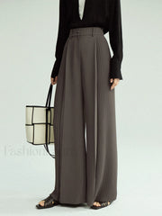 Pleated Wide Leg Trendy Pants Without Belt Pants