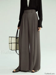 Pleated Wide Leg Trendy Pants Without Belt Pants