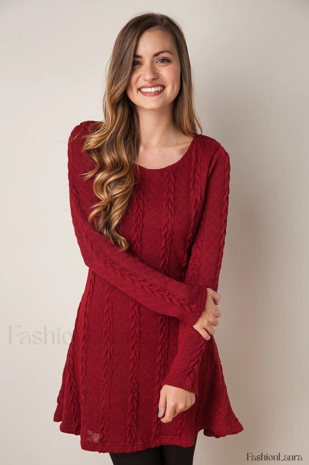 Plus Size Casual Charming S 3XL Sweater Dress S / Red
