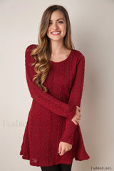 Plus Size Casual Charming S 3XL Sweater Dress S / Red
