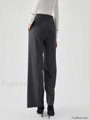 Pocket Pleated Straight Trendy Leg Dress Pants Pants