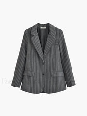 Pocket Stripe Graceful Collar Blazer Blazers