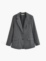 Pocket Stripe Graceful Collar Blazer Blazers