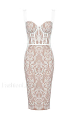 Poem Sling Stylish Dress With Lace XS / White