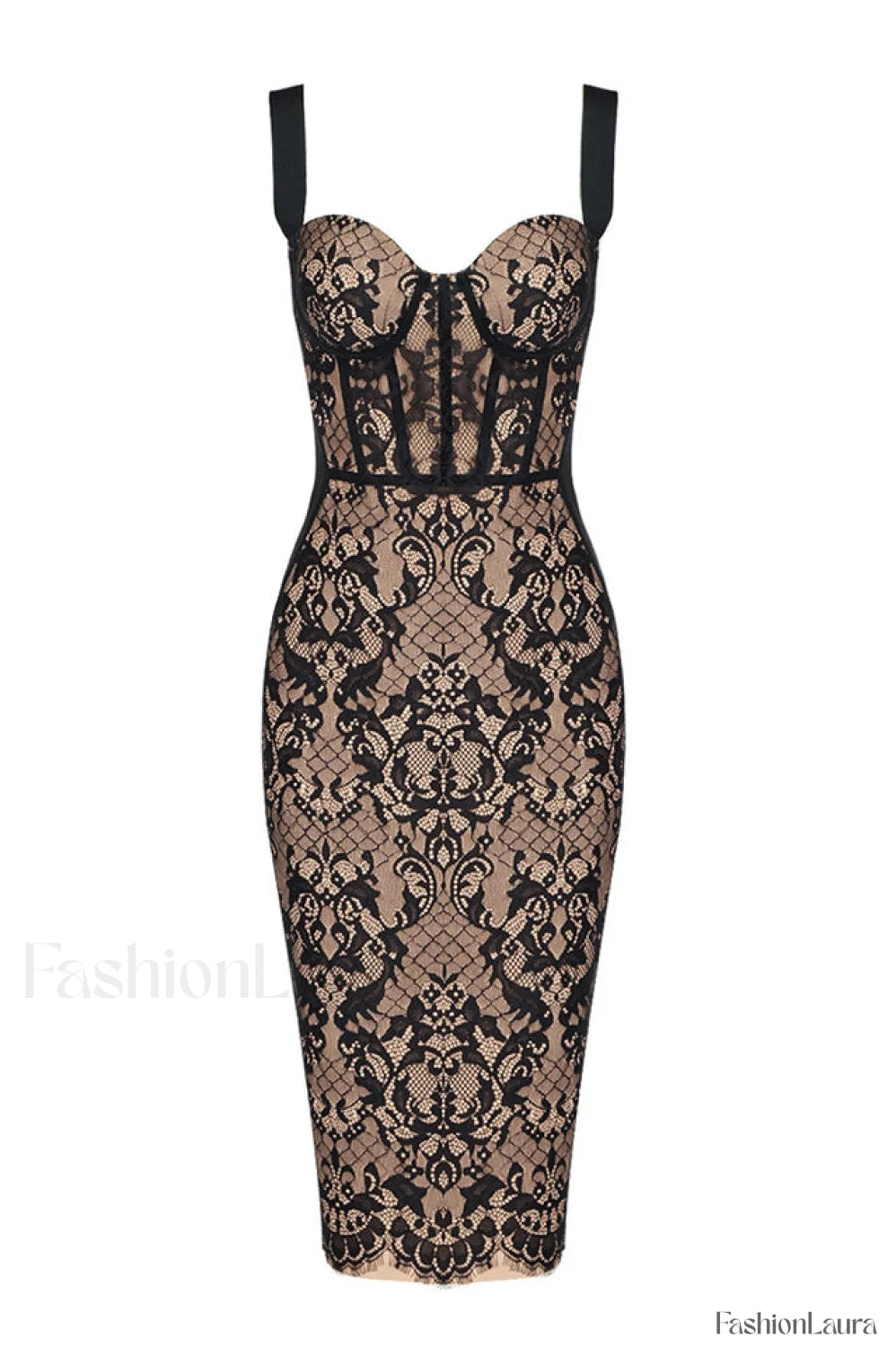Poem Sling Stylish Dress With Lace XS / Black
