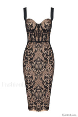 Poem Sling Stylish Dress With Lace XS / Black