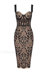 Poem Sling Stylish Dress With Lace XS / Black