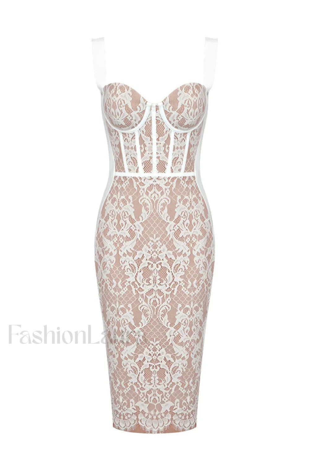 Poem Sling Stylish Dress With Lace XS / White