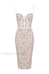 Poem Sling Stylish Dress With Lace XS / White