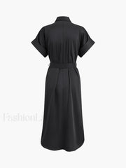 Polo Pockets Graceful Tied Midi Dress Dresses