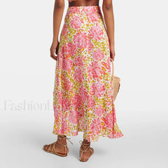 Printed Asymmetric Straight Skirt