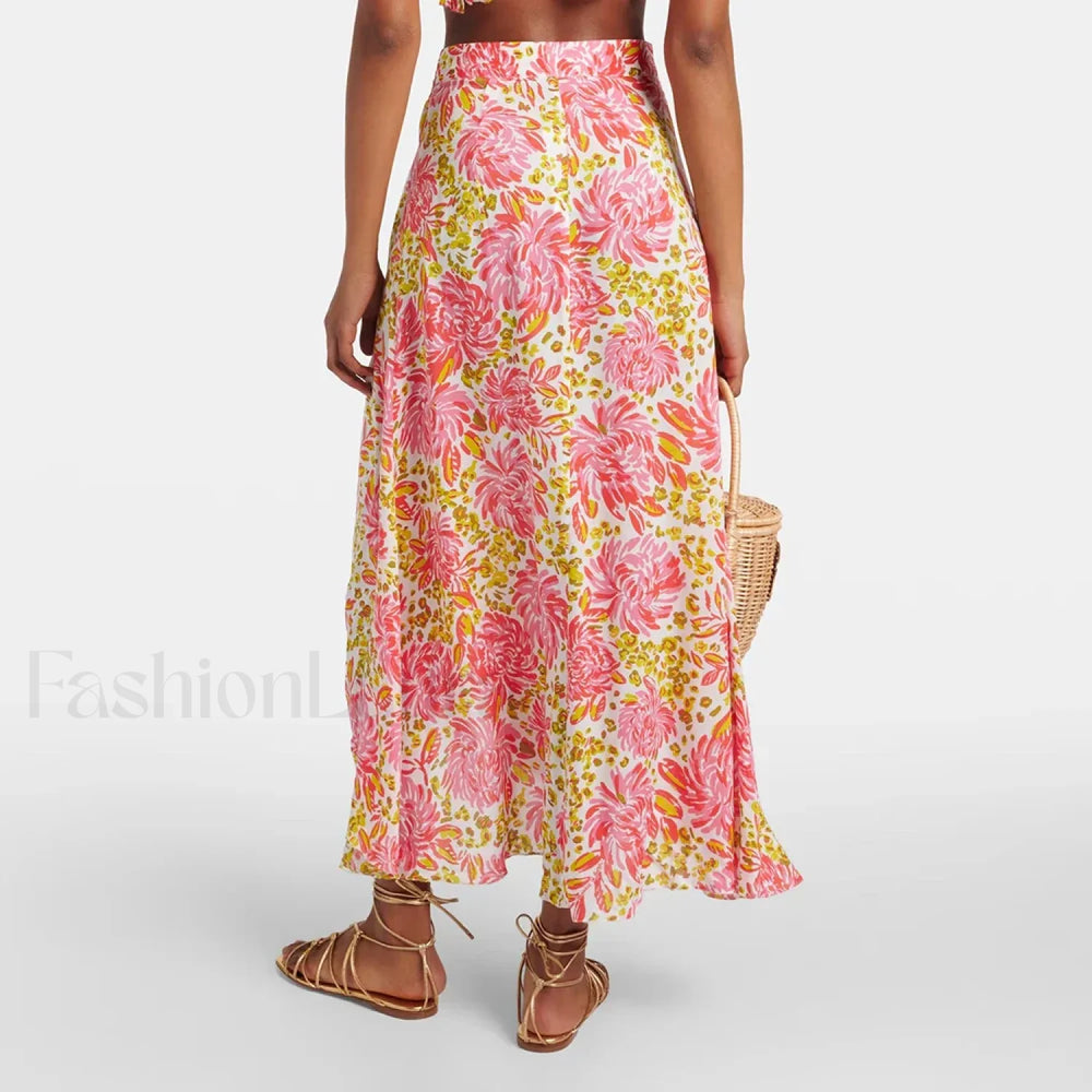 Printed Asymmetric Straight Skirt
