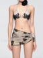 Printed Hollow Lace Three Piece Set as picture / S