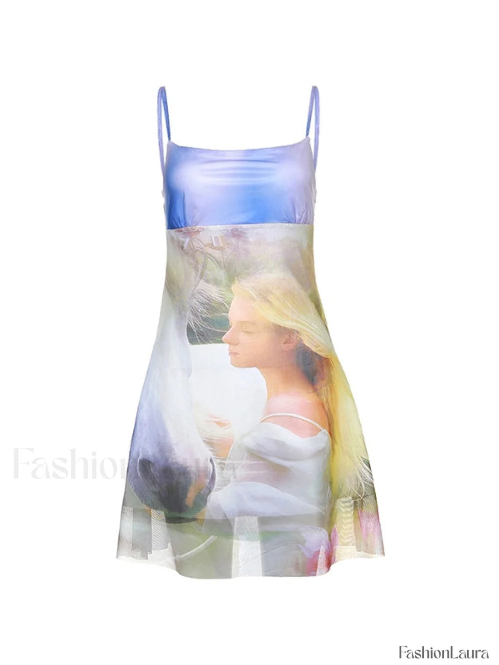 Printed Sleeveless Mesh Mini Dress Mini Dresses
