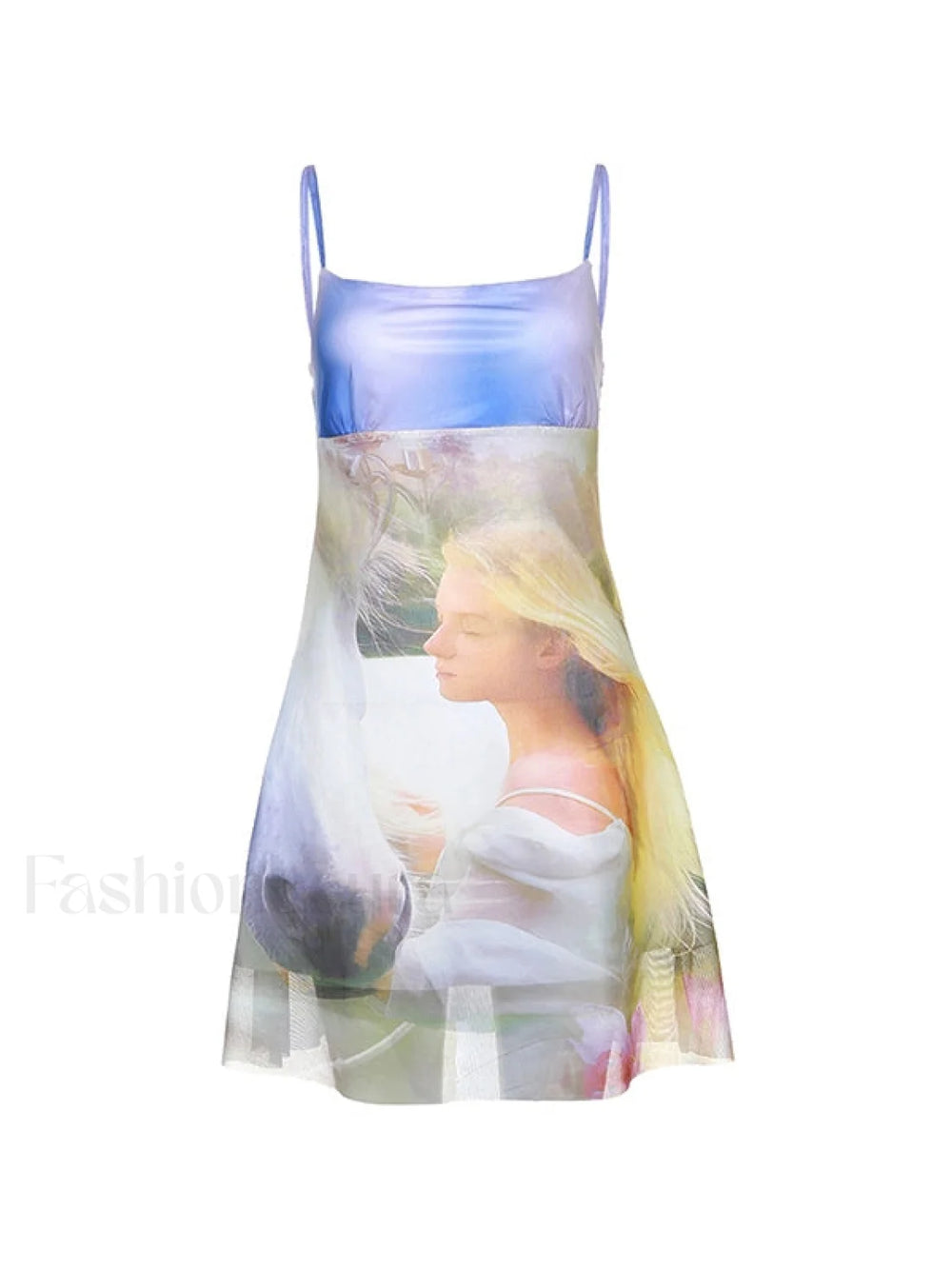 Printed Sleeveless Mesh Mini Dress Mini Dresses