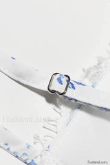 Printed Strappy Backless Slim Fit Split Floral Dress