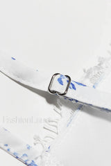 Printed Strappy Backless Slim Fit Split Floral Dress