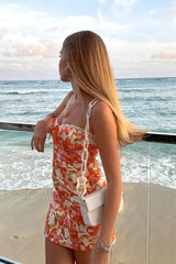 Printed Tube Top Hip Skirt Vacation Floral Dress