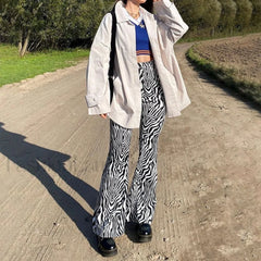 Priscilla Animal Print High Waisted Flare Pants Pants