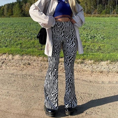 Priscilla Animal Print High Waisted Flare Pants Pants