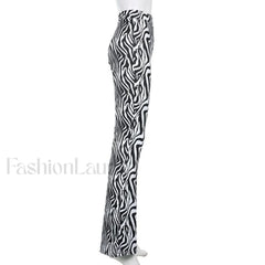 Priscilla Animal Print High Waisted Flare Pants Pants